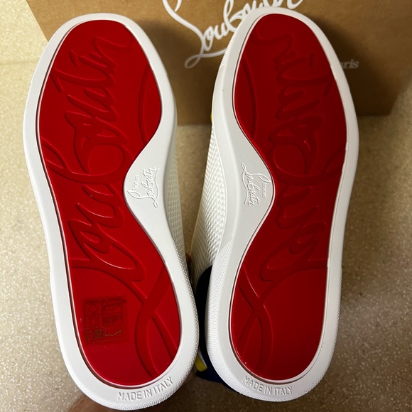 Christian Louboutin Louis Orlato High Top Sneaker White Yellow Blue 41 / 8 - Picture 10 of 10
